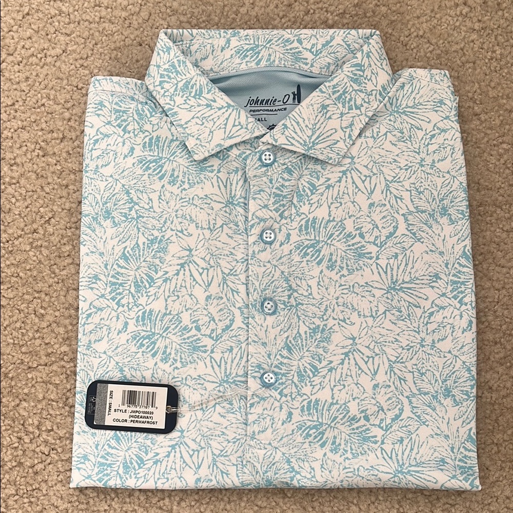 Johnnie-O Blue and White Golf Shirt